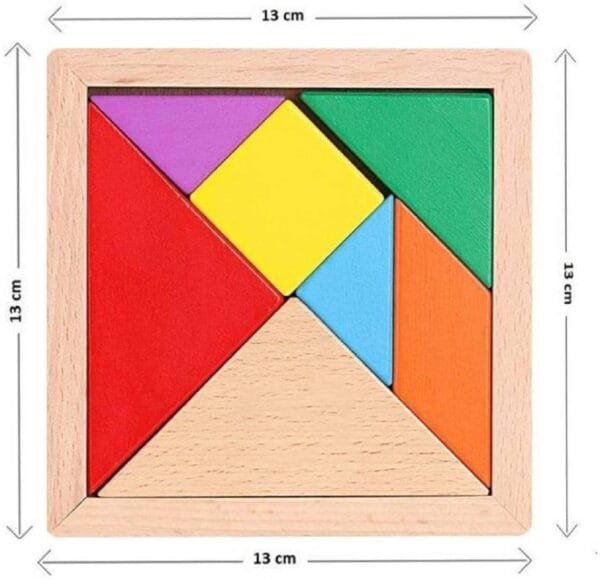 7-Piece Wooden Tangram Puzzle – Multi-Color Brain Development Toy for Kids - Image 3