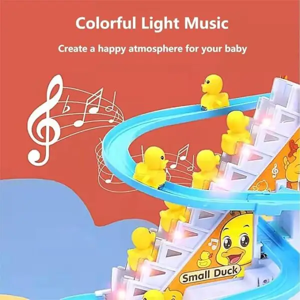 Duck Race Track Toy with Climbing Ducks, Lights & Music – Escalator Toy Set with 3 Ducks Included - Image 3